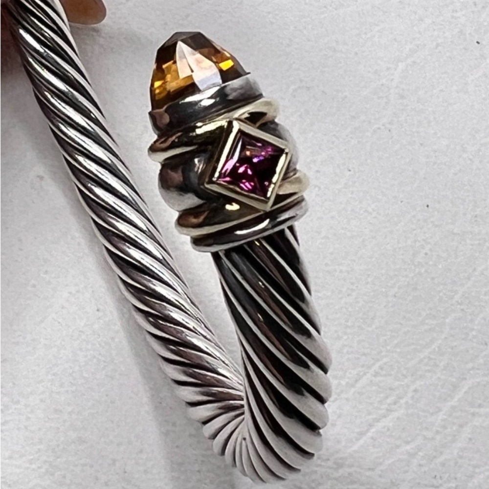 David Yurman Renaissance SS & 14kt Gold Bracelet, Gemstone Accents